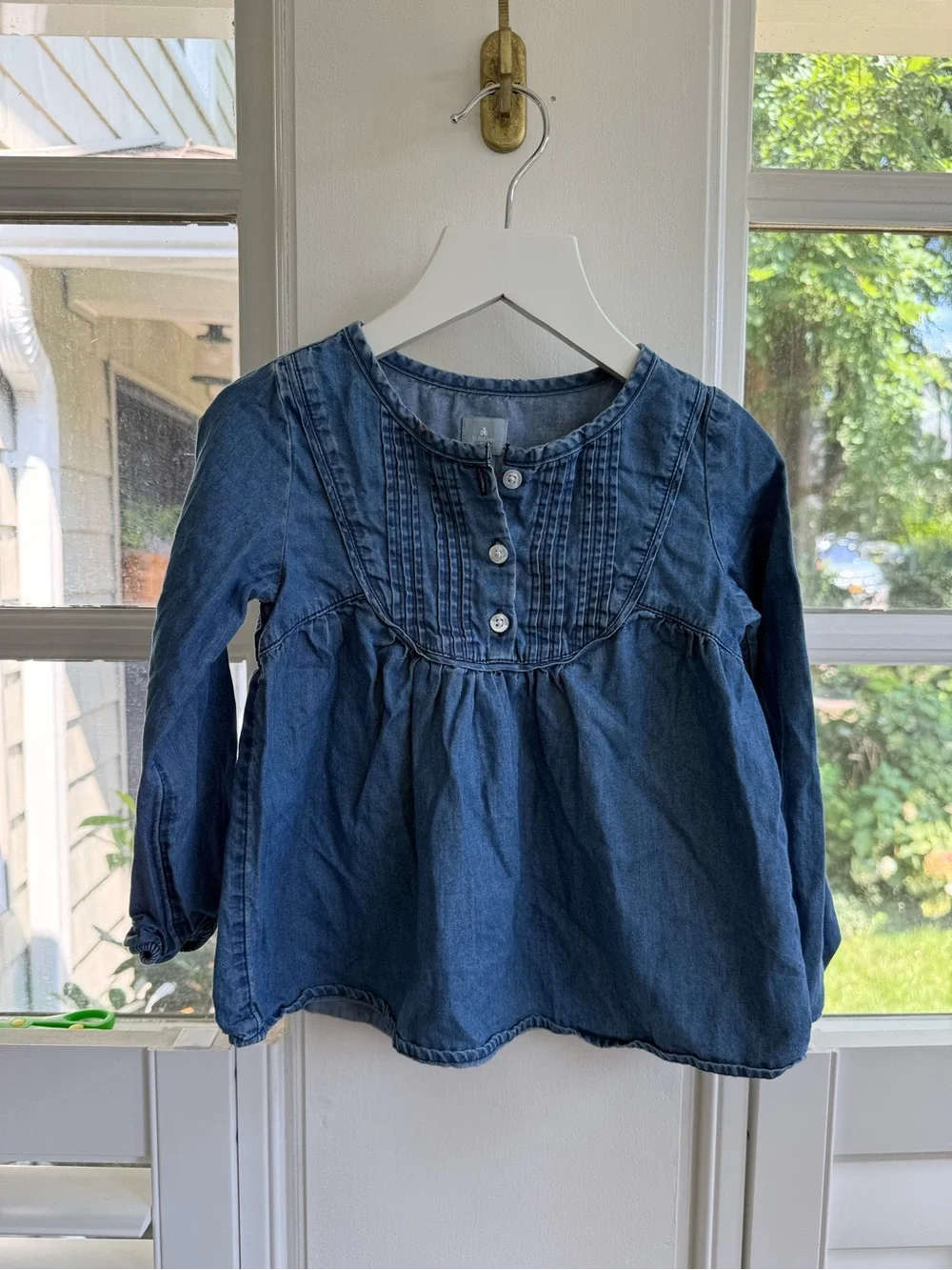 GAP Girls' Denim Peasant Top in Blue 4T